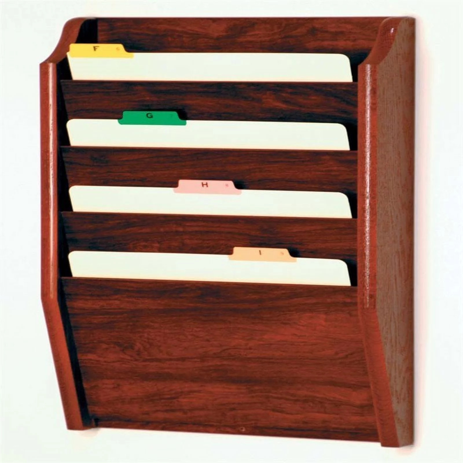 Scranton & Co 4 Pocket Legal Size Wall File Holder in Mahogany
