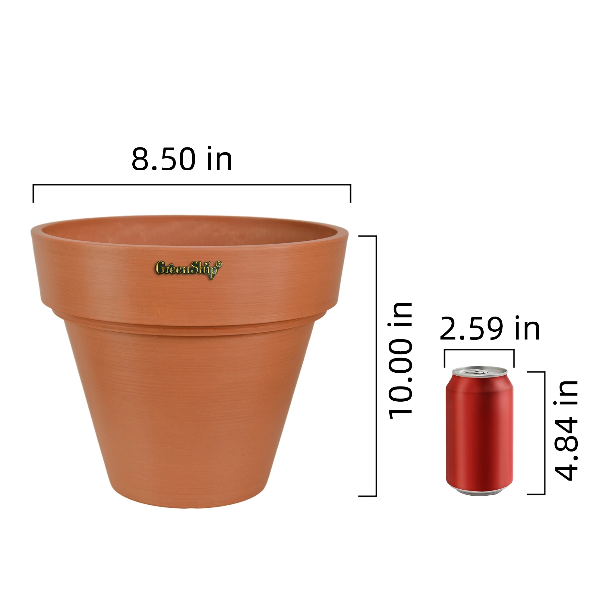 GreenShip 10 Inch Large Planter with Drainage Hole,Modern Plant Pots for Indoor Outdoor Garden Plants and Flowers,Terra Cotta