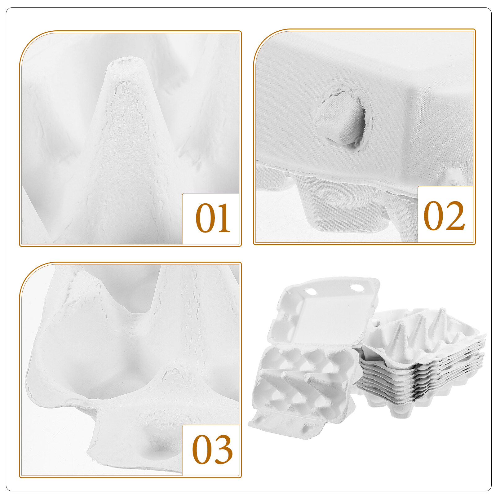 Jibingyi 10pcs Cardboard Egg Cartons Blank Paper Egg Cartons Lightweight 8-count Cartons Container