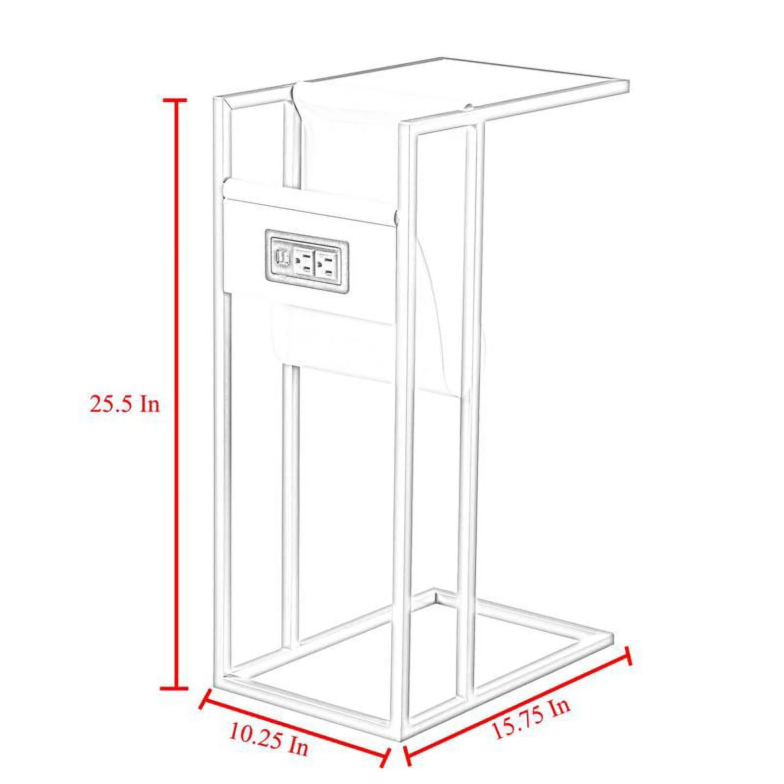 Loft Lyfe LET158-09WE-UE Posh Living Axl C Table, End Table, Side Table & Laptop Stand, White - 10.25 x 15.75 x 25.5 in.
