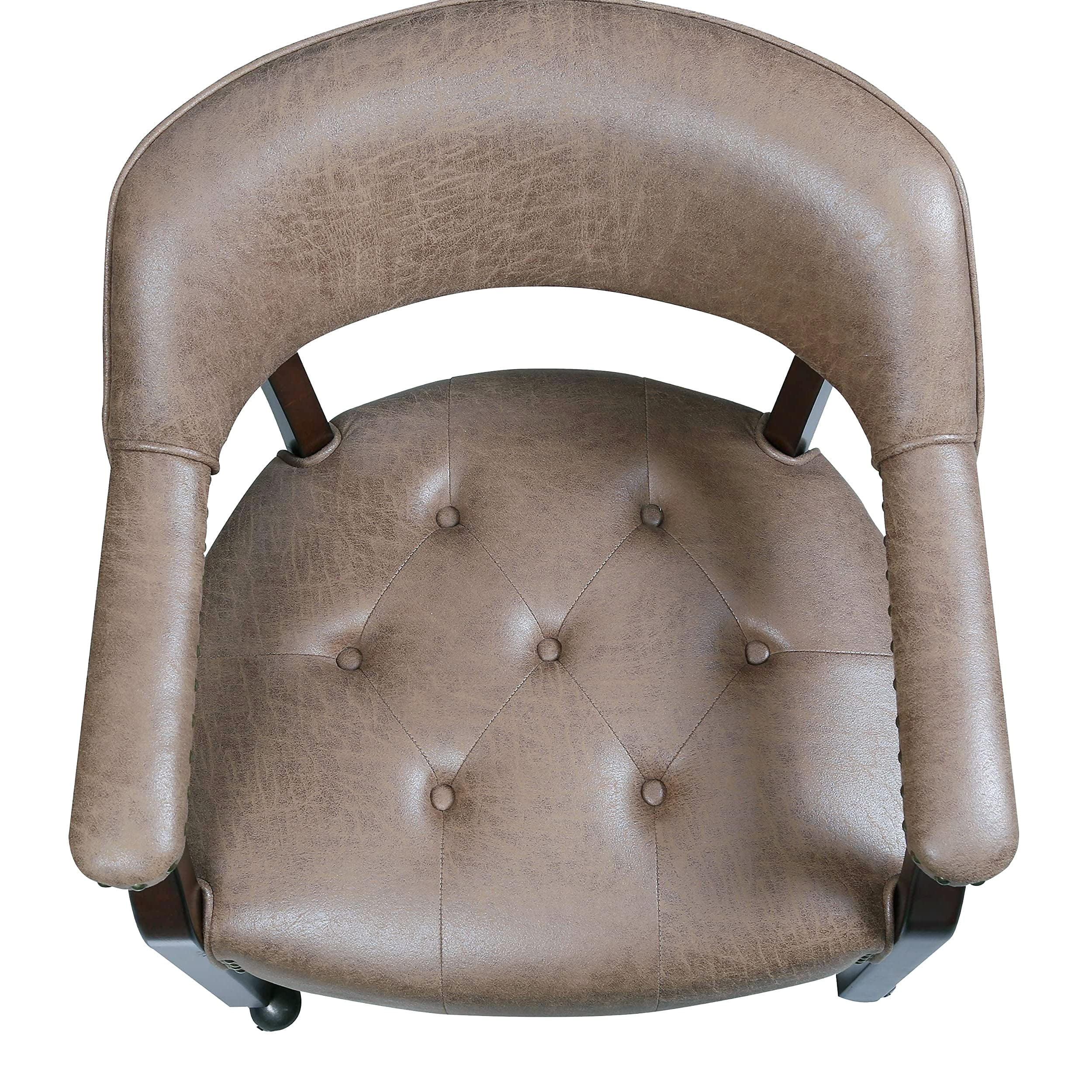 JESONVID Dining Chair with Casters Set of 2, Captain's Chair with Caster Dining Room Chairs with Rollers Curving Backrest Dinette Sets Poker Chair with Wheels Kitchen Table Rolling Chairs,Light Wheat