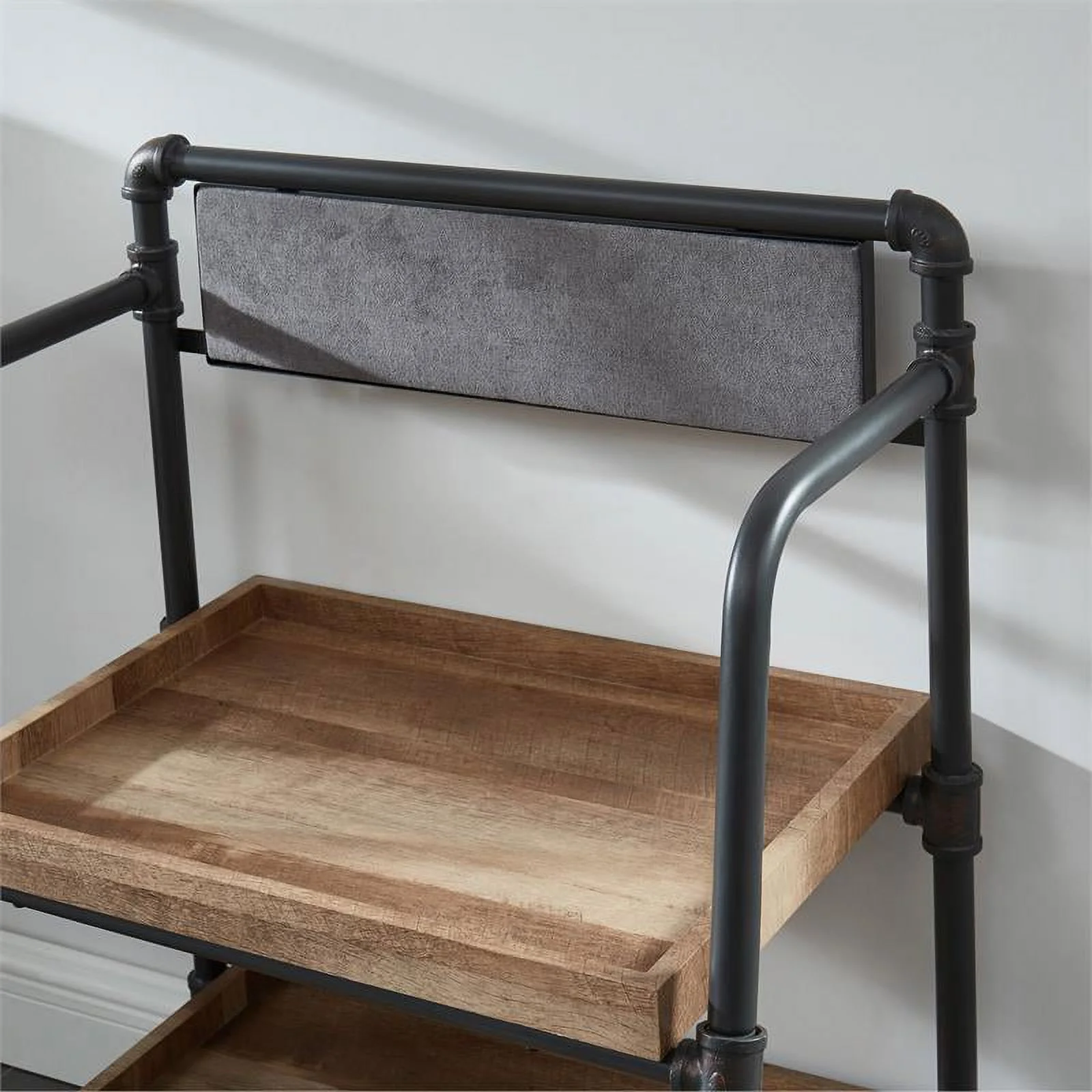 Bowery Hill Industrial Metal 4-Shelf Bookcase in Sand Black Finish