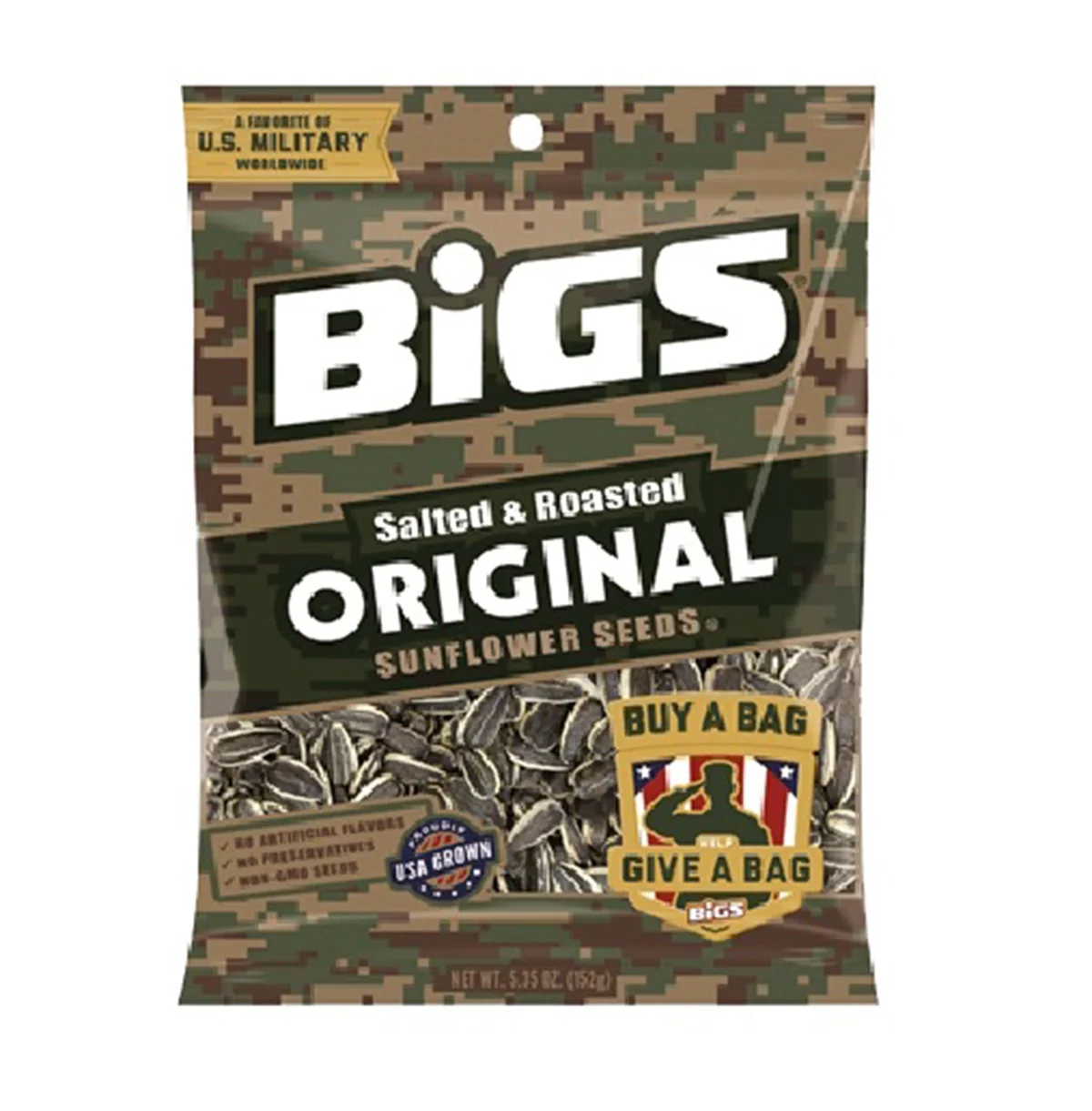 BIGS Original Salted & Roasted Sunflower Seeds, 5.35-Ounce Bags (Pack of 12)