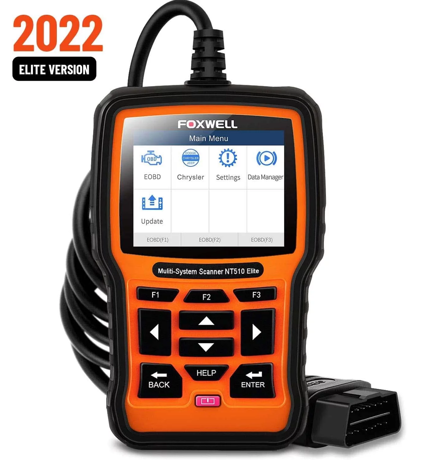 FOXWELL NT510 Elite Car Scanner for Chrysler Jeep Dodge OBD2 Scanner Bidirectional Scan Tool All System Scanner ABS Bleeding Battery Registeration TPS EPB DPF Oil Light Reset OBDII Automotive Scanner