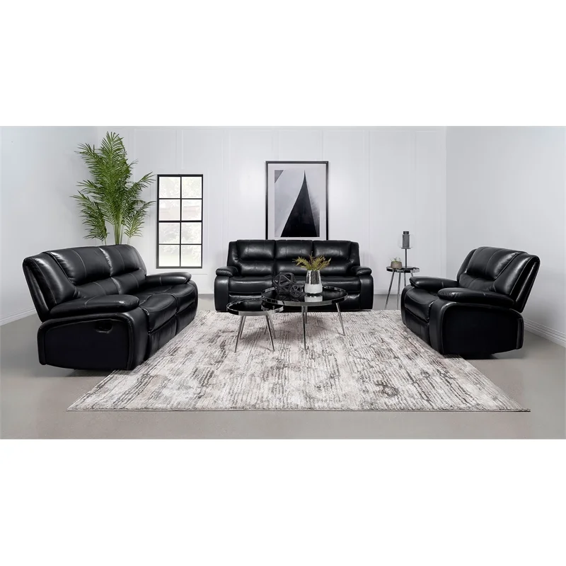 Pemberly Row Faux Leather Upholstered Glider Recliner Chair Black
