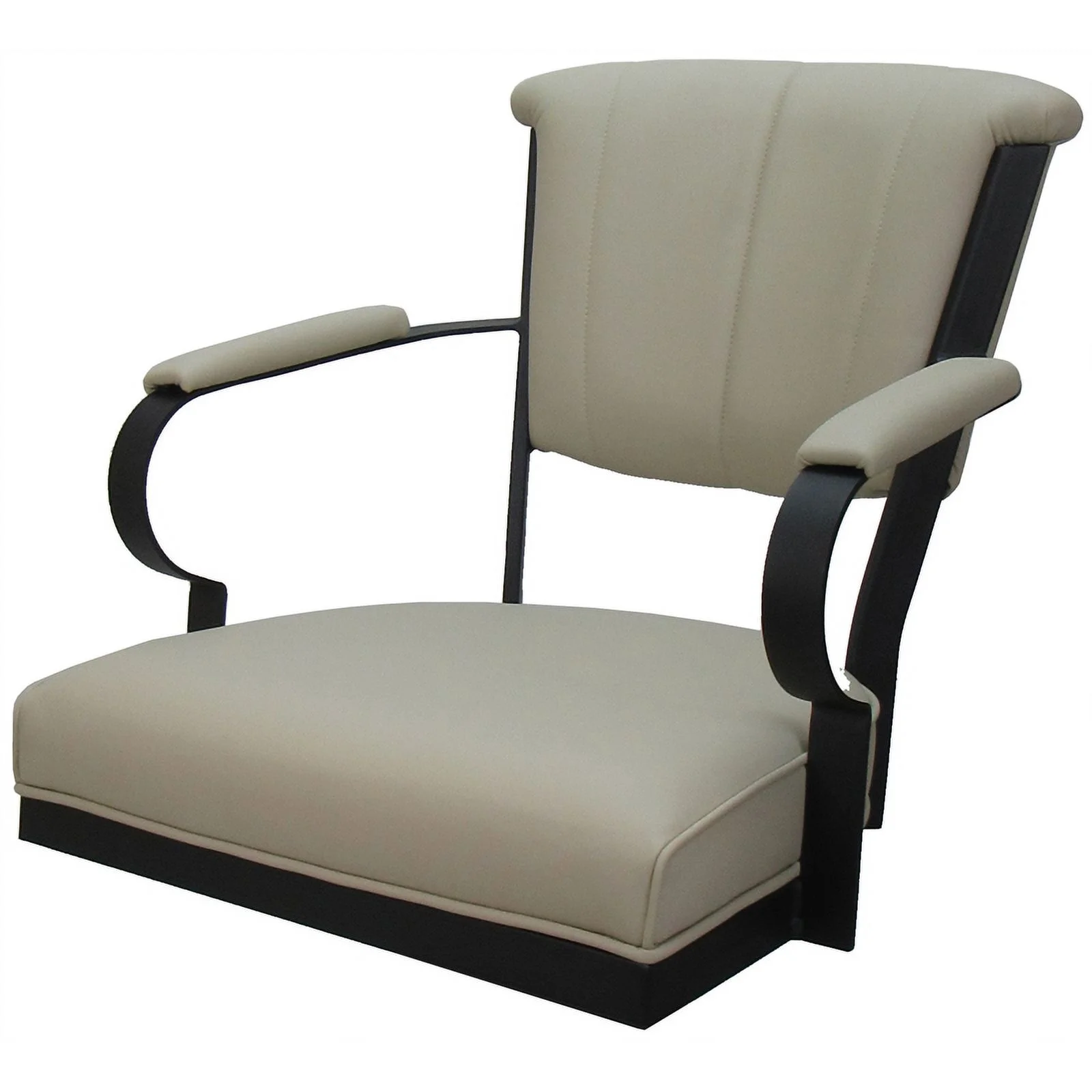 Miami Swivel Tilt Metal Caster Chair - Beige Vinyl - Black Frame