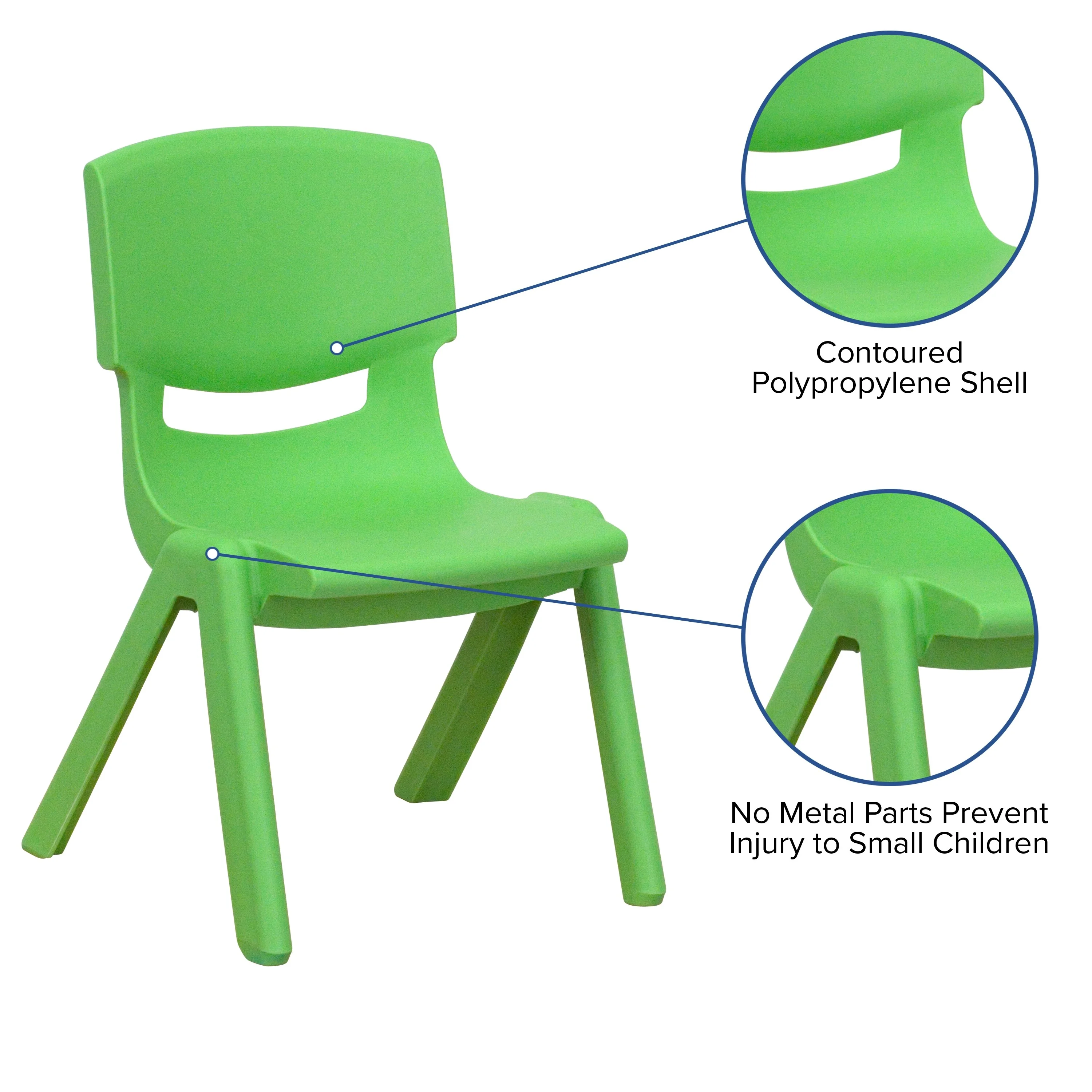 Flash Furniture 10PK Green Plastic Stackable School Chair, 10.5