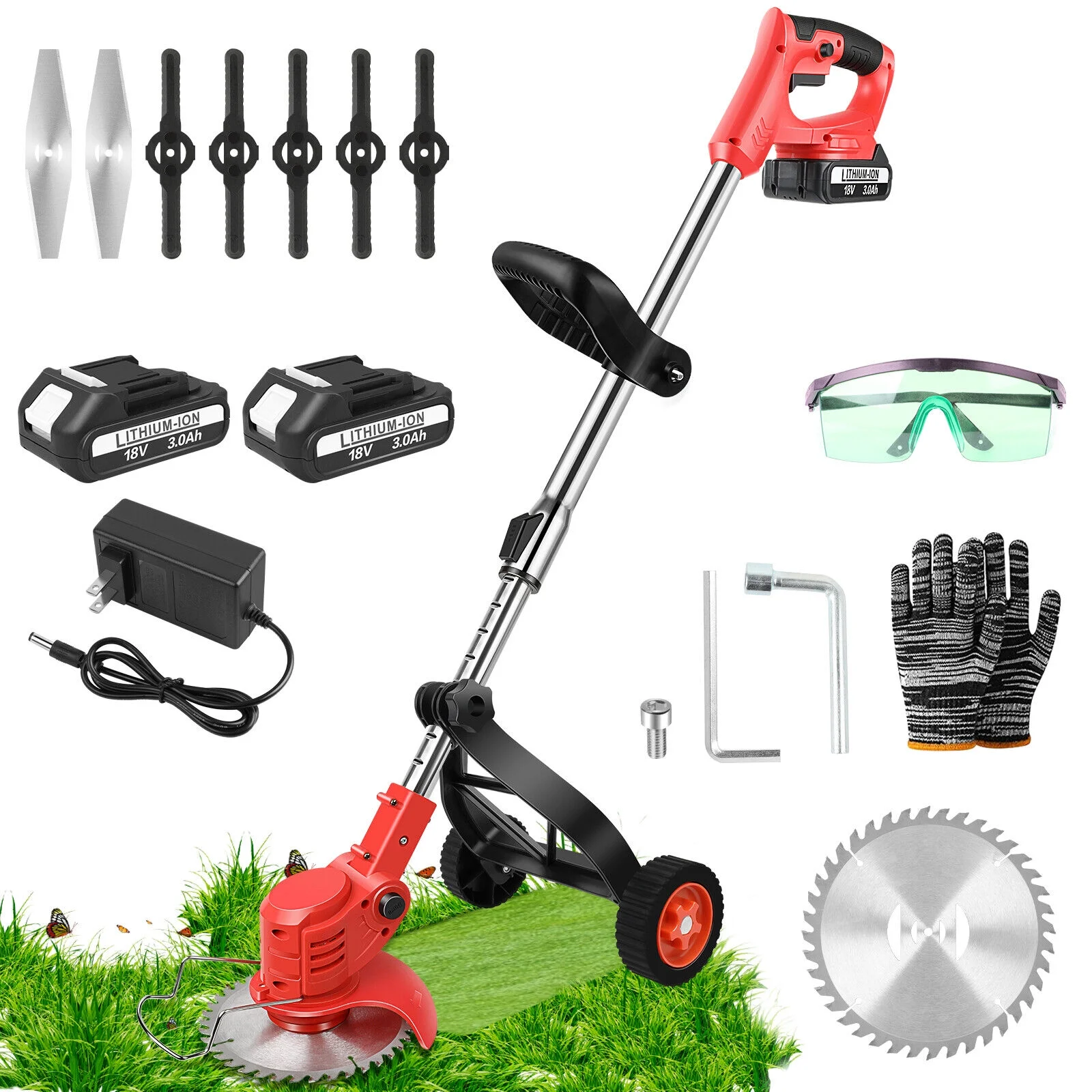 Cordless Grass String Trimmer Electric Weed Lawn Eater Edger Yard Cutter Mower