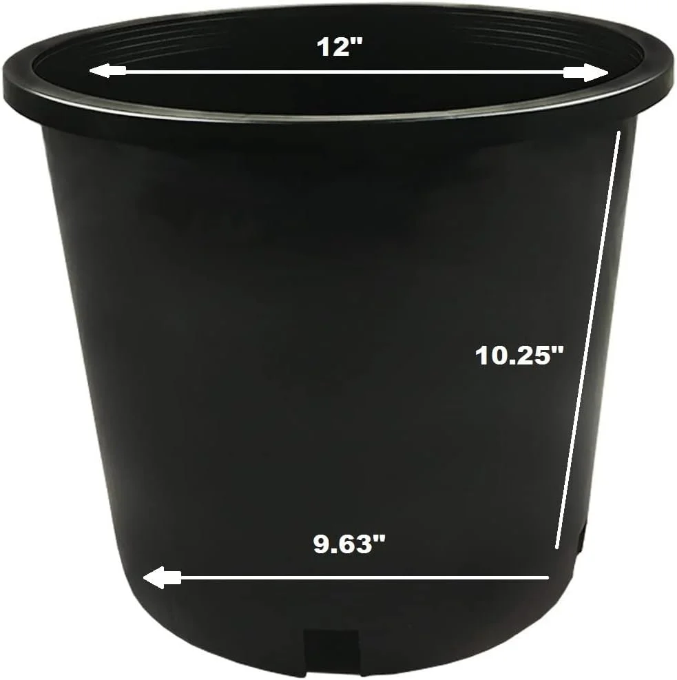 10-Pack 5 Gallon Premium Black Plastic Nursery Plant Container Garden Planter Pots (5 Gallon)
