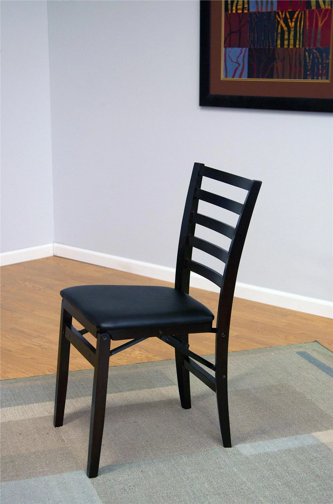 COSCO Contoured Back Wood Folding Chair with Vinyl Seat, Espresso, 2-Pack