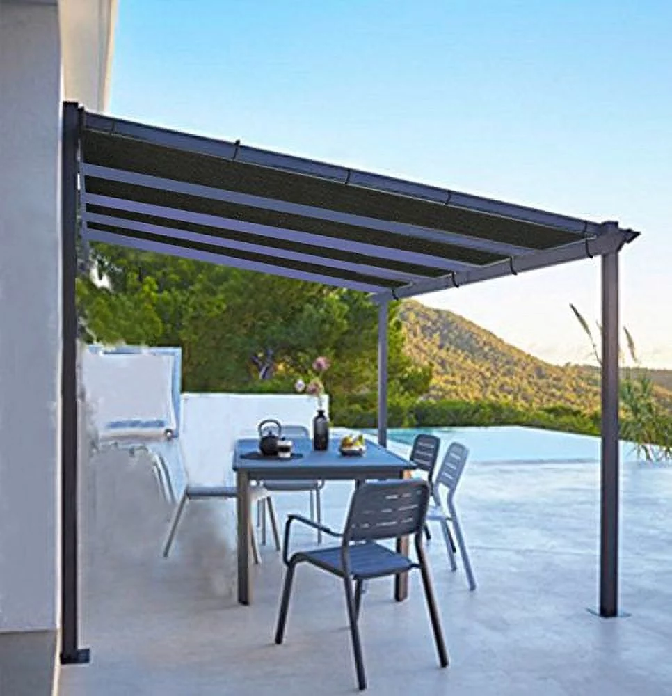 Shatex Shade Panel Block 90% of UV Rays with Ready-tie up Ribbon for Pergola/Greenhouses/Carport/Porch 12x16ft Black