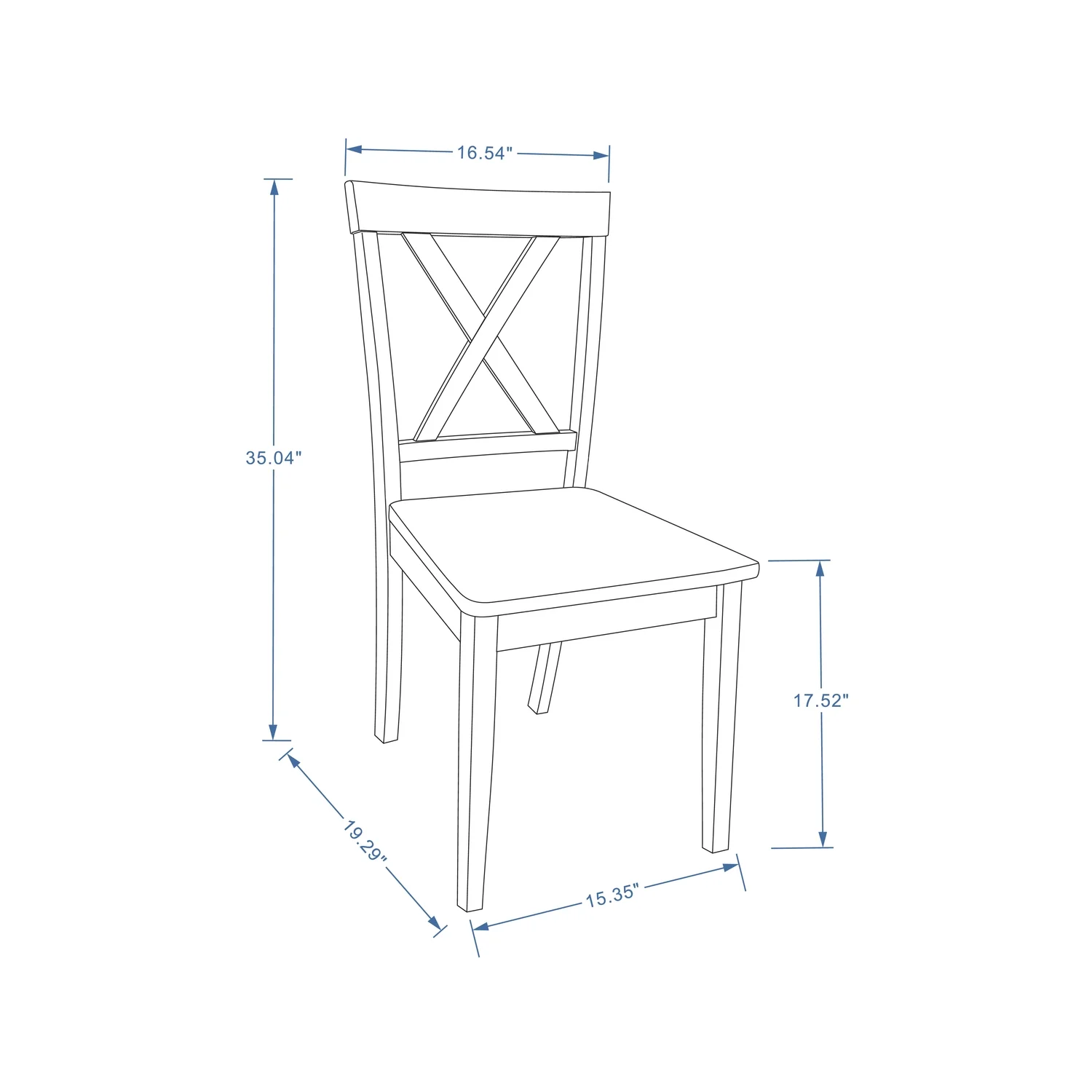 Glenwillow Home X-Back Wood Dining Chair - White/Nat (Set of 2)