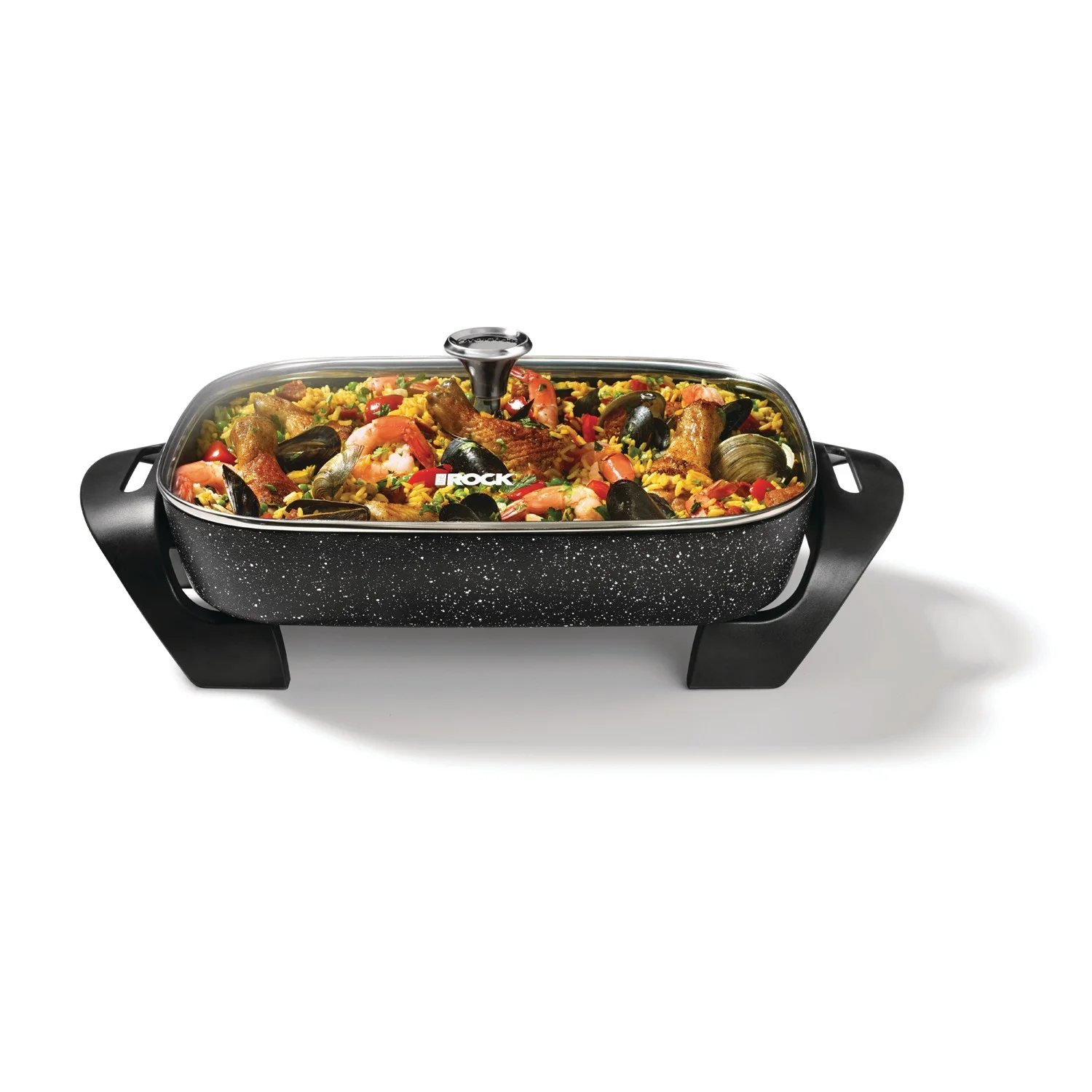 THE ROCK by Starfrit 024401-002-0001 THE ROCK by Starfrit 12-Inch x 15-Inch 1,200-Watt Extra-Large Electric Skillet with Glass Lid