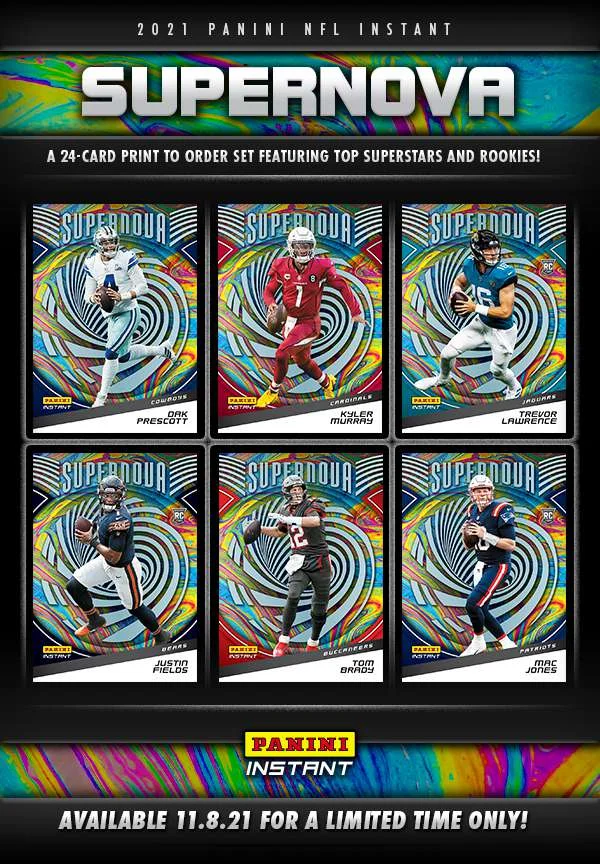 NFL 2021 Supernova Football Trading Card Set (24 Cards)