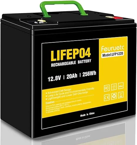 Feuruetc 12V 20Ah Deep Cycle LiFePO4 Battery,12 volt lithium phosphate battery for Camping，Fish Finder, Scooter, Security System, Ride on Toys Automotive Replacement Batteries，UPS etc Rechargeable Lit