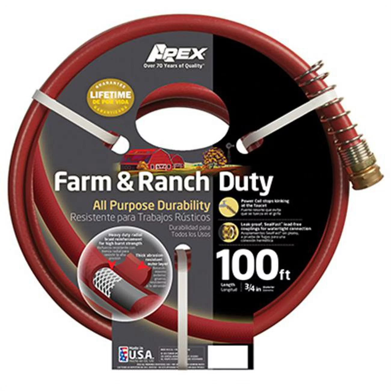 Apex 989-100 0.75 in. x 100 ft. Farm & Ranch Hose