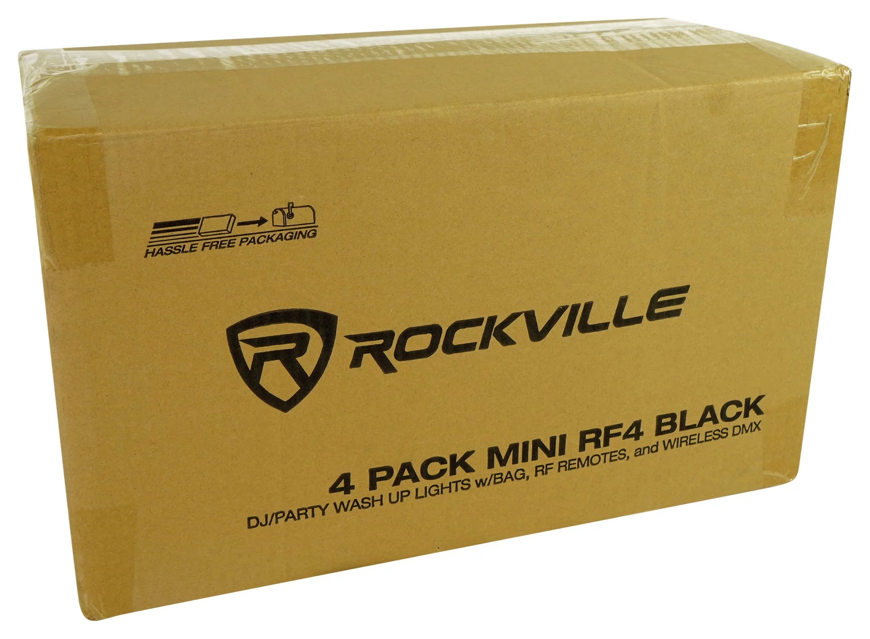 Rockville 4 PACK MINI RF4 Black DJ Par Lights+Bag+Remotes+Wireless DMX Control