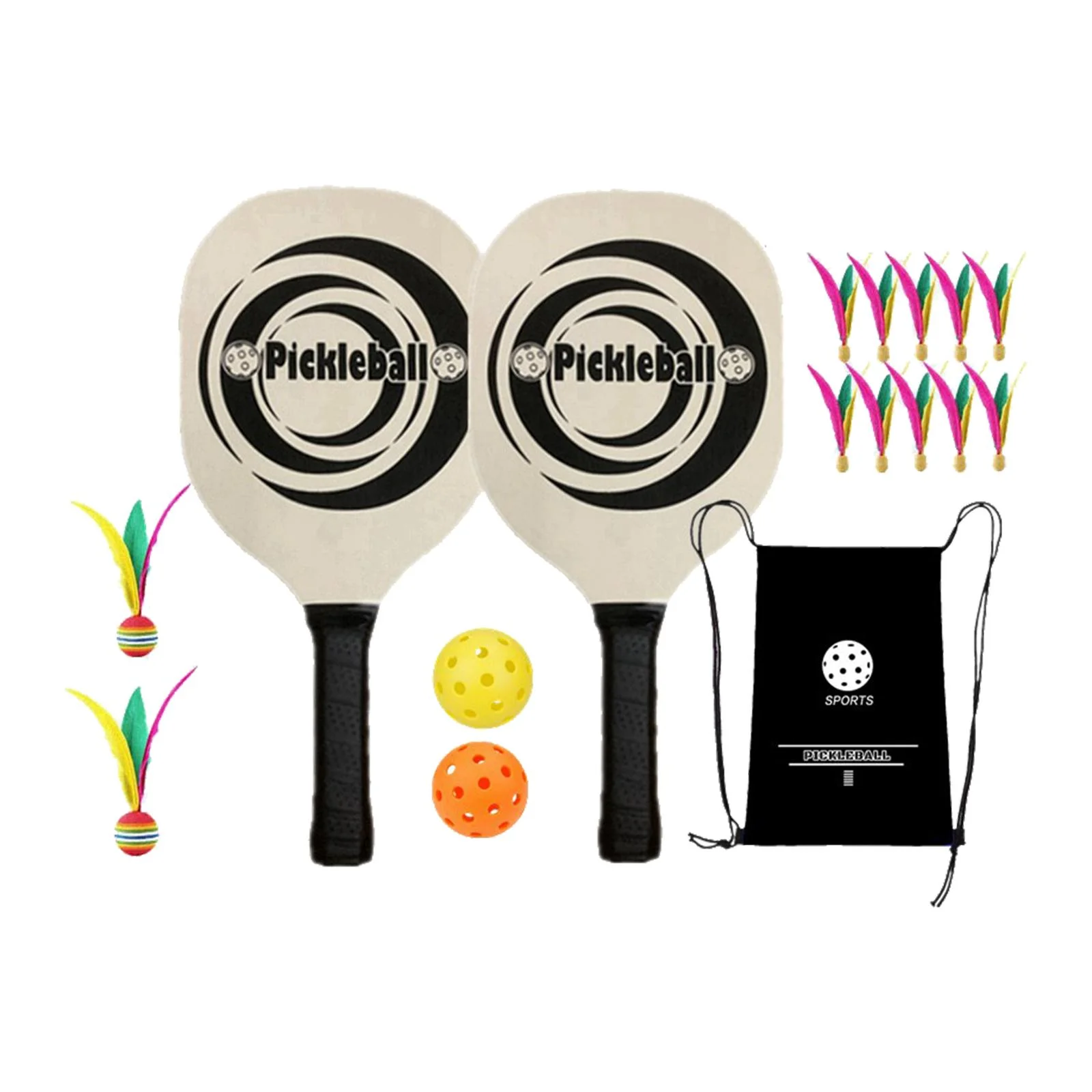 Pickleball Paddles with 2 Rackets 2 Balls Ergonomic Grip Pickleball Racquets