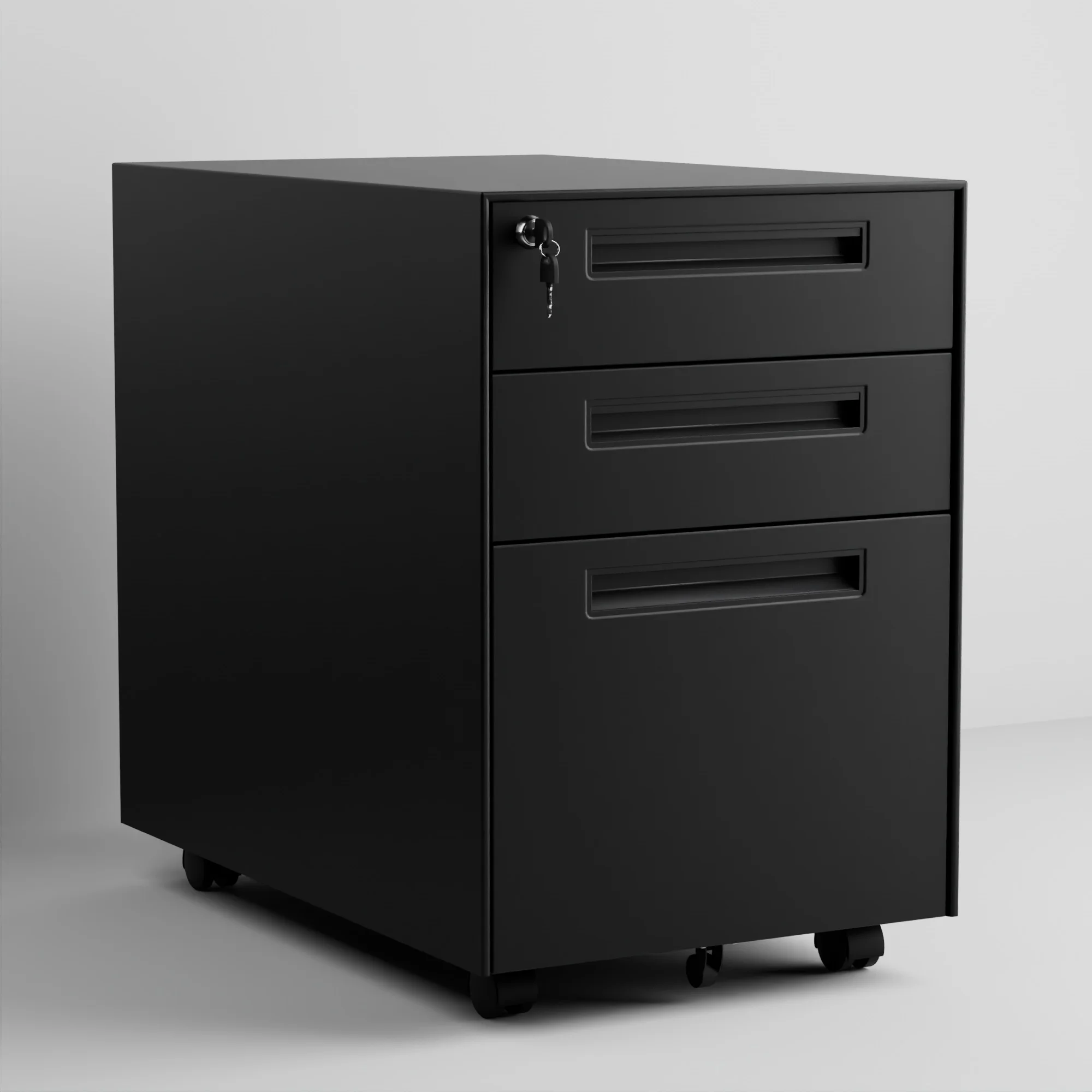 Black Rolling File Cabinet,3 Drawer File Cabinet with Lock & Wheels,Under Desk File Cabinet Mobile Metal File Cabinet for Home Office,Fits Legal/Letter/A4,Vertical Storage Filing