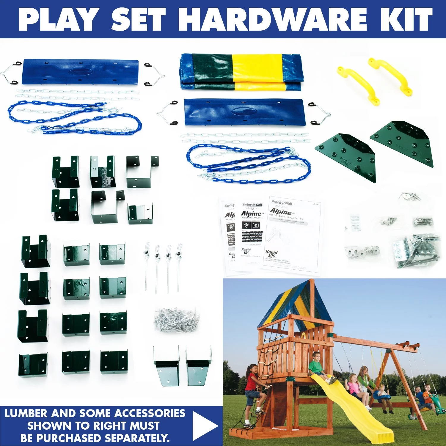 Alpine Custom Swing Set Hardware Kit wood not included