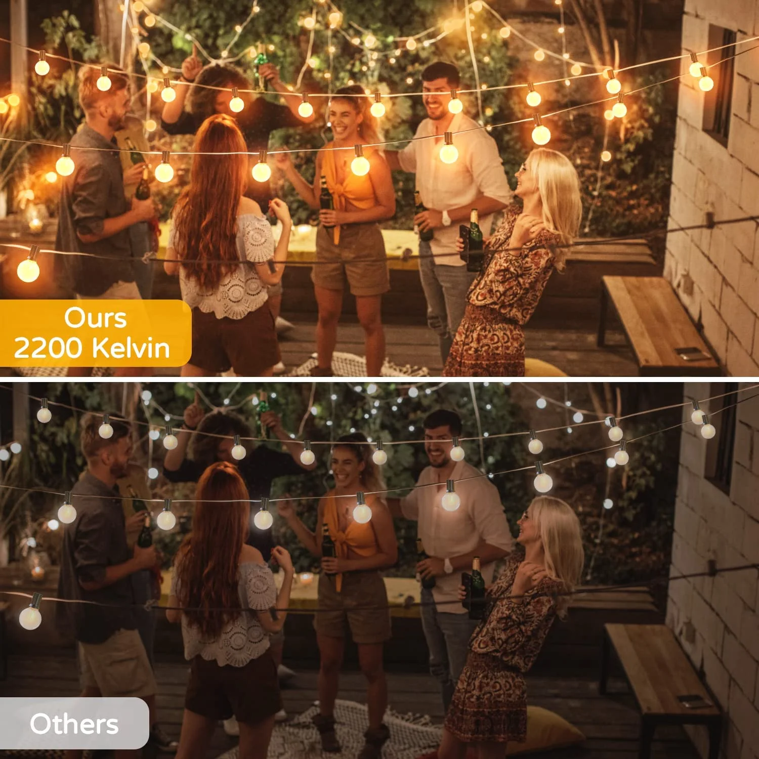 HAOFEI Outdoor String Lights,220FT Dimmable Patio Lights with 116 G40 Shatterproof Edison LED Bulbs(2 Spare),Waterproof Globe Hanging Lights String for Outside Backyard,Cafe,Deck,Porch-110FT*2Pack