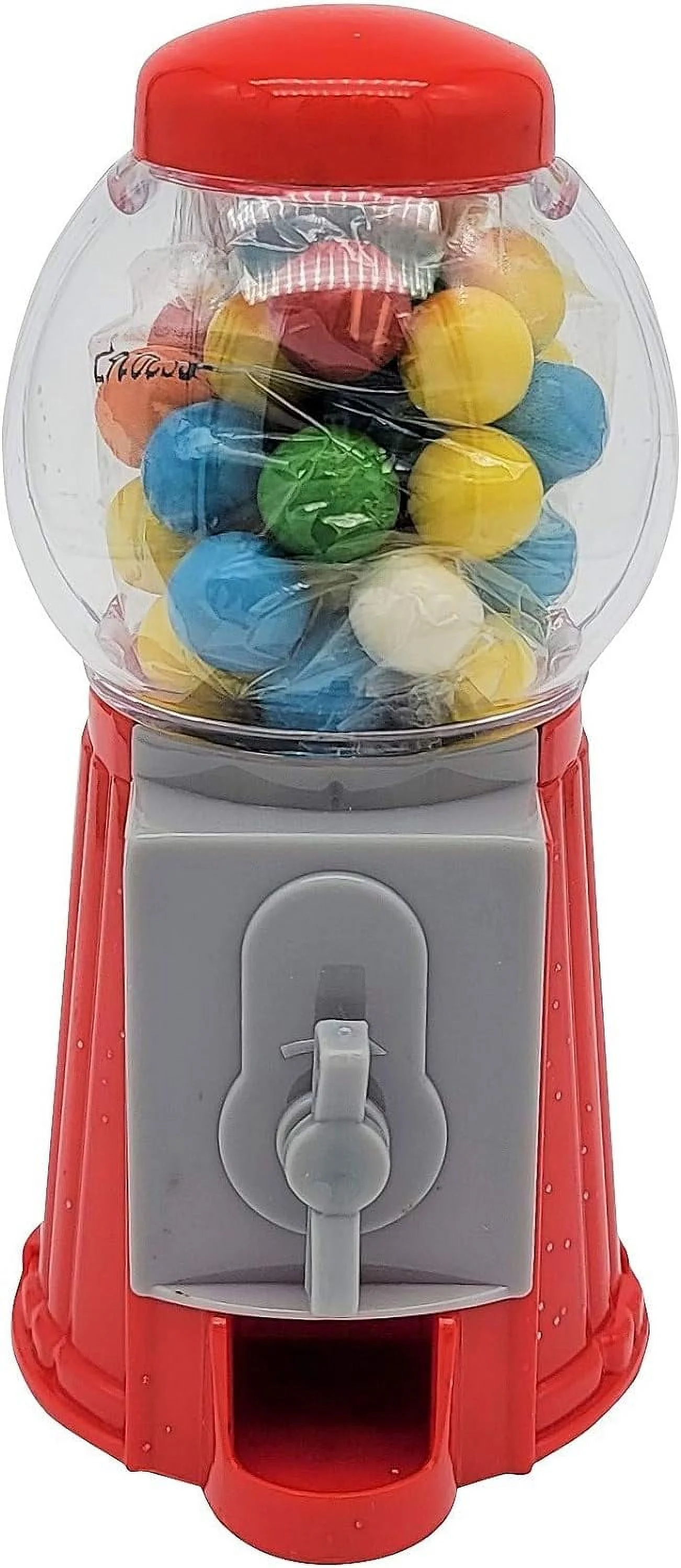 Gumball Machine Bank (With GUMBALLS) (12 Pack In Retain Box) Classic Red Design - Mini Bubble Gum Candy Dispenser. Unique Money Saving Coin Bank. (12)