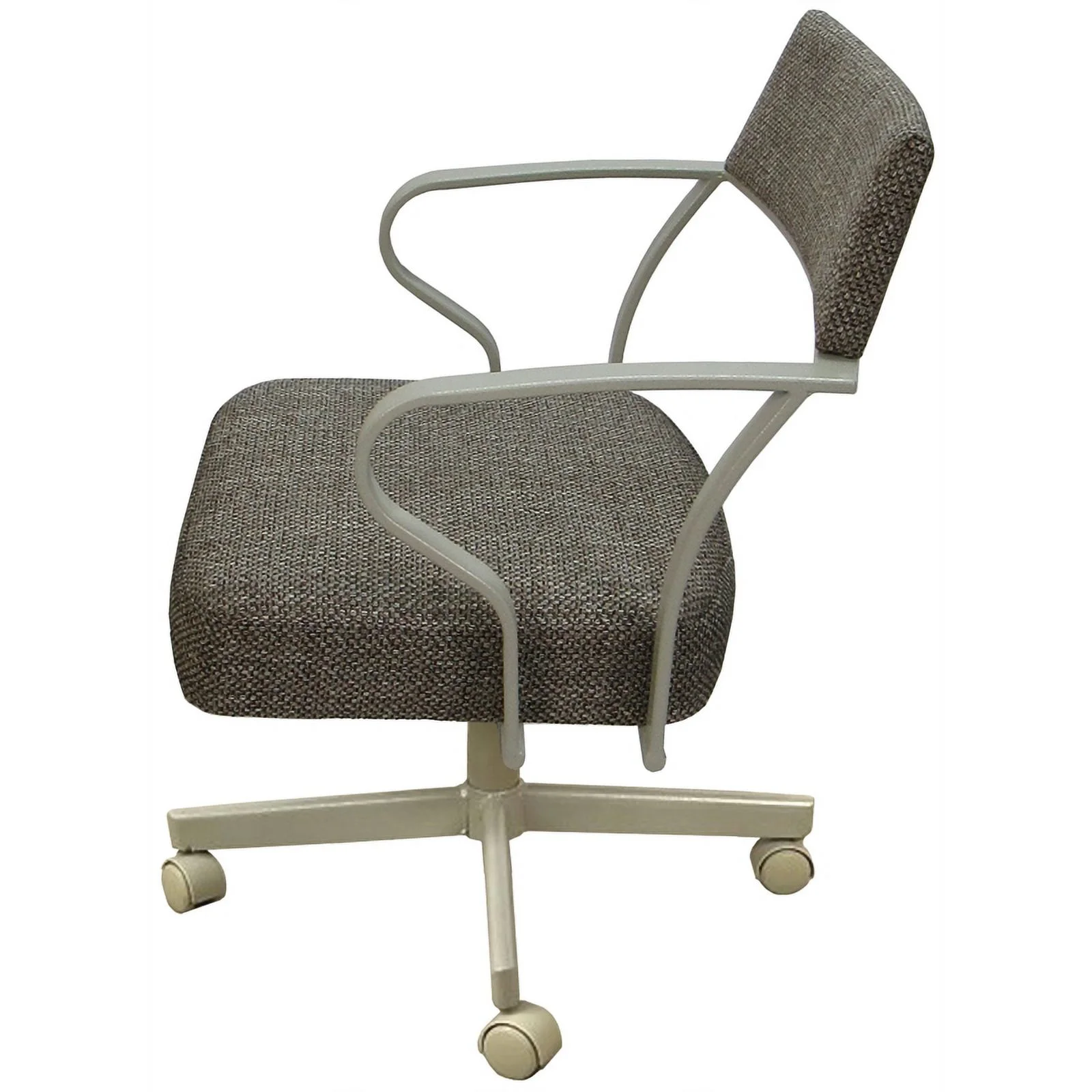 Pemberly Row Swivel Tilt Metal Dining Caster Chair - Brown - Beige Frame