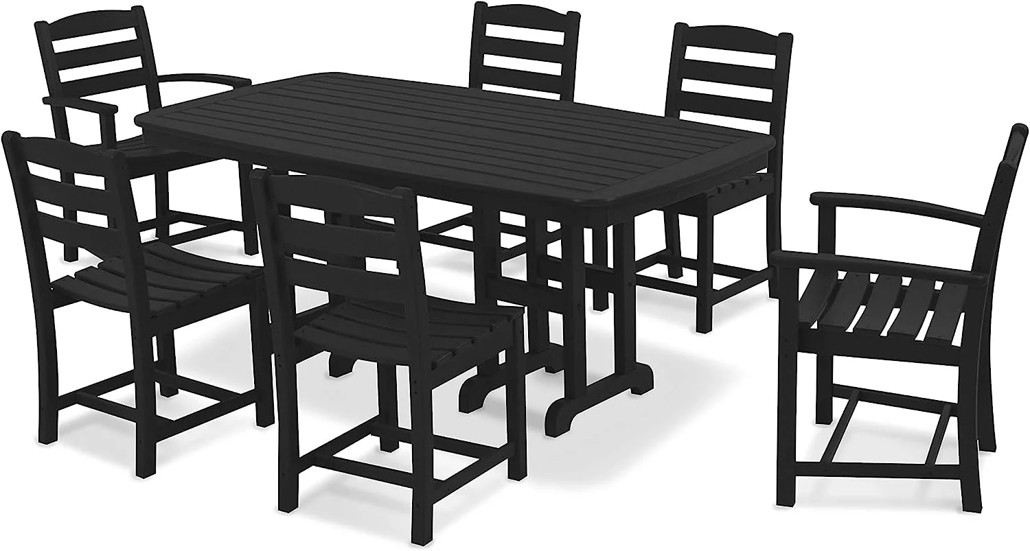 POLYWOOD La Casa Cafe 7-Piece Dining Set in Black