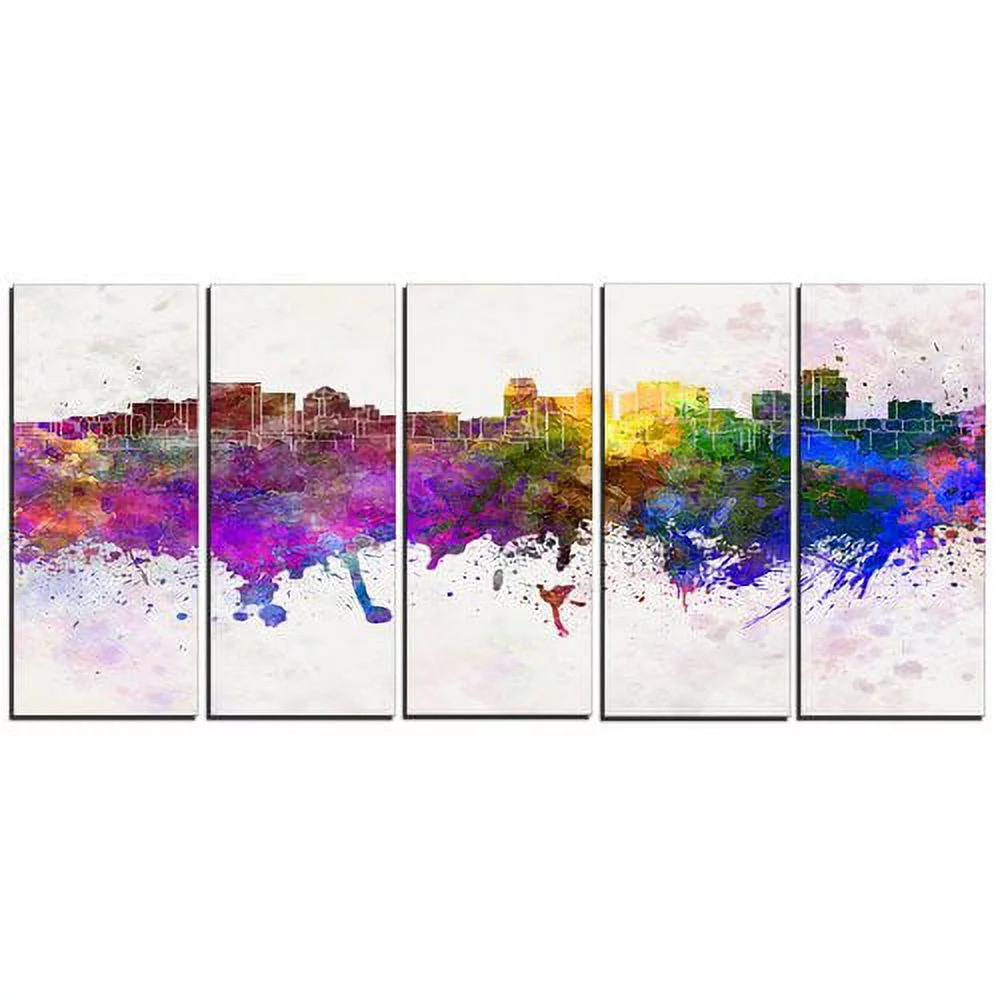 Design Art Salt Lake City Skyline Cityscape 5 Piece Painting Print on Wrapped Canvas Set