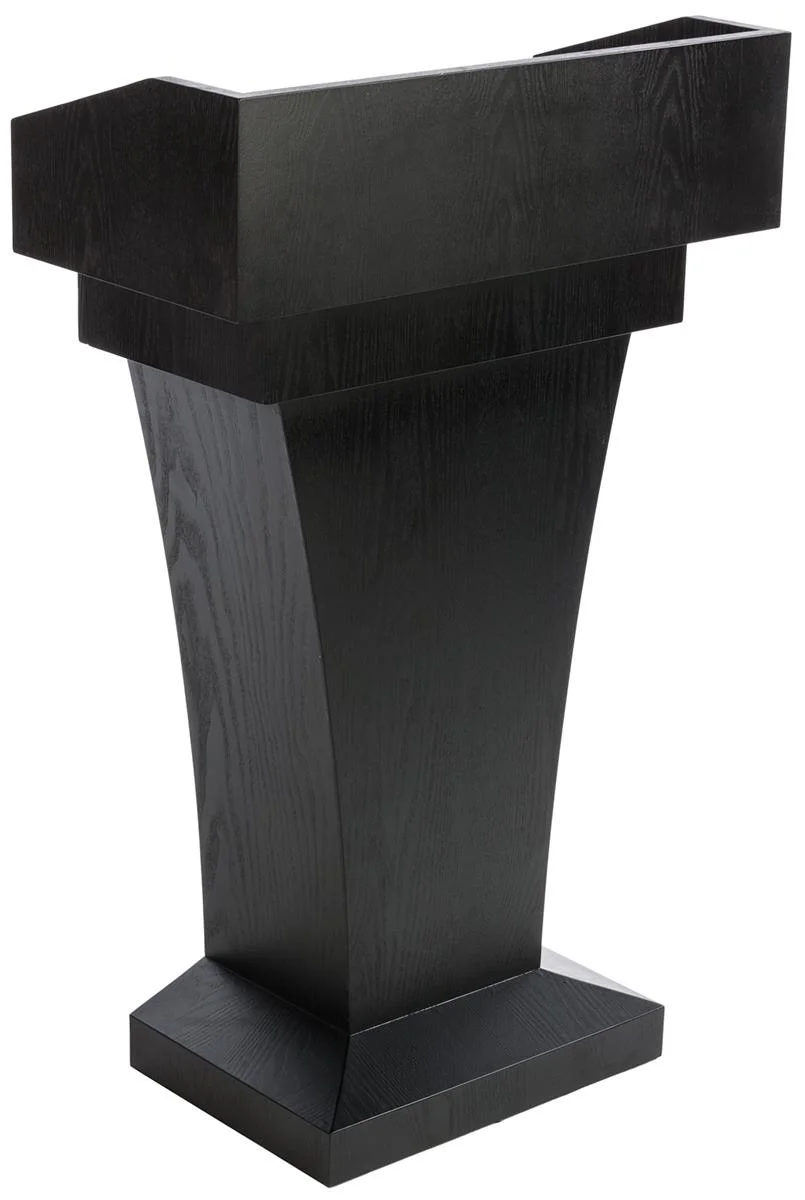 Wood Speaking Lectern, Drawer and Storage Area (Black MDF Wood Grain) (LCTFSRSTSB)
