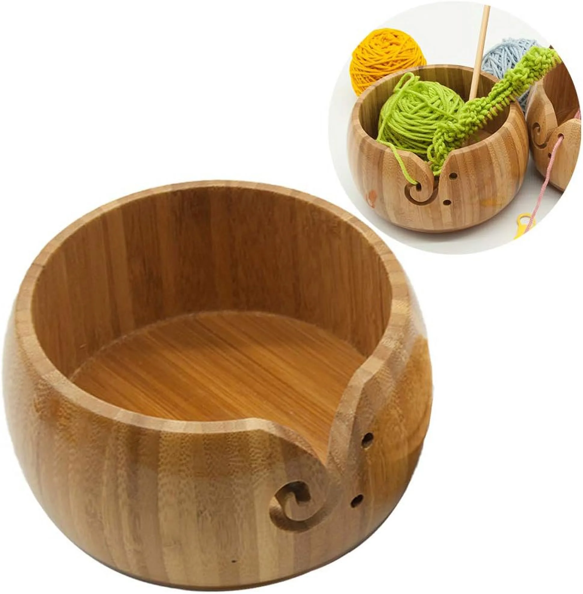 Yarn Sewing Kit, Yarn Bowl Professional Wooden Crochet Bowl Wool Storage Bowl Yarn Holder