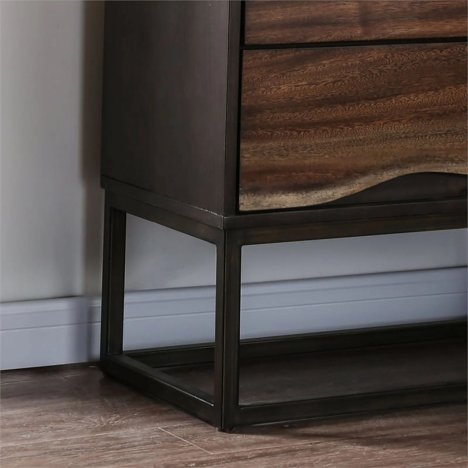 Furniture of America Trippen Wood 2-Drawer Nightstand in Dark Oak and Walnut