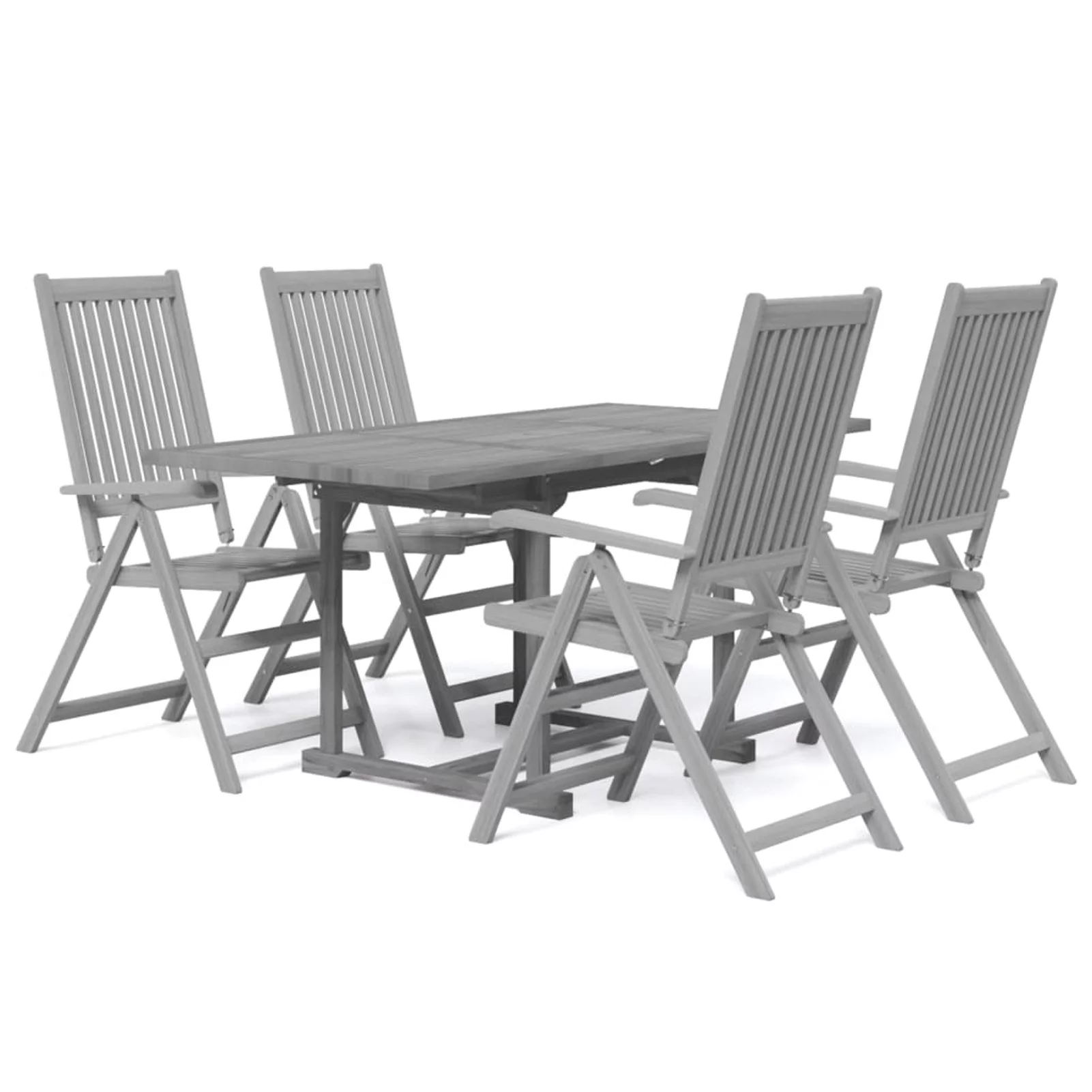 walmeck 5 Piece Patio Dining Set Solid Wood Acacia
