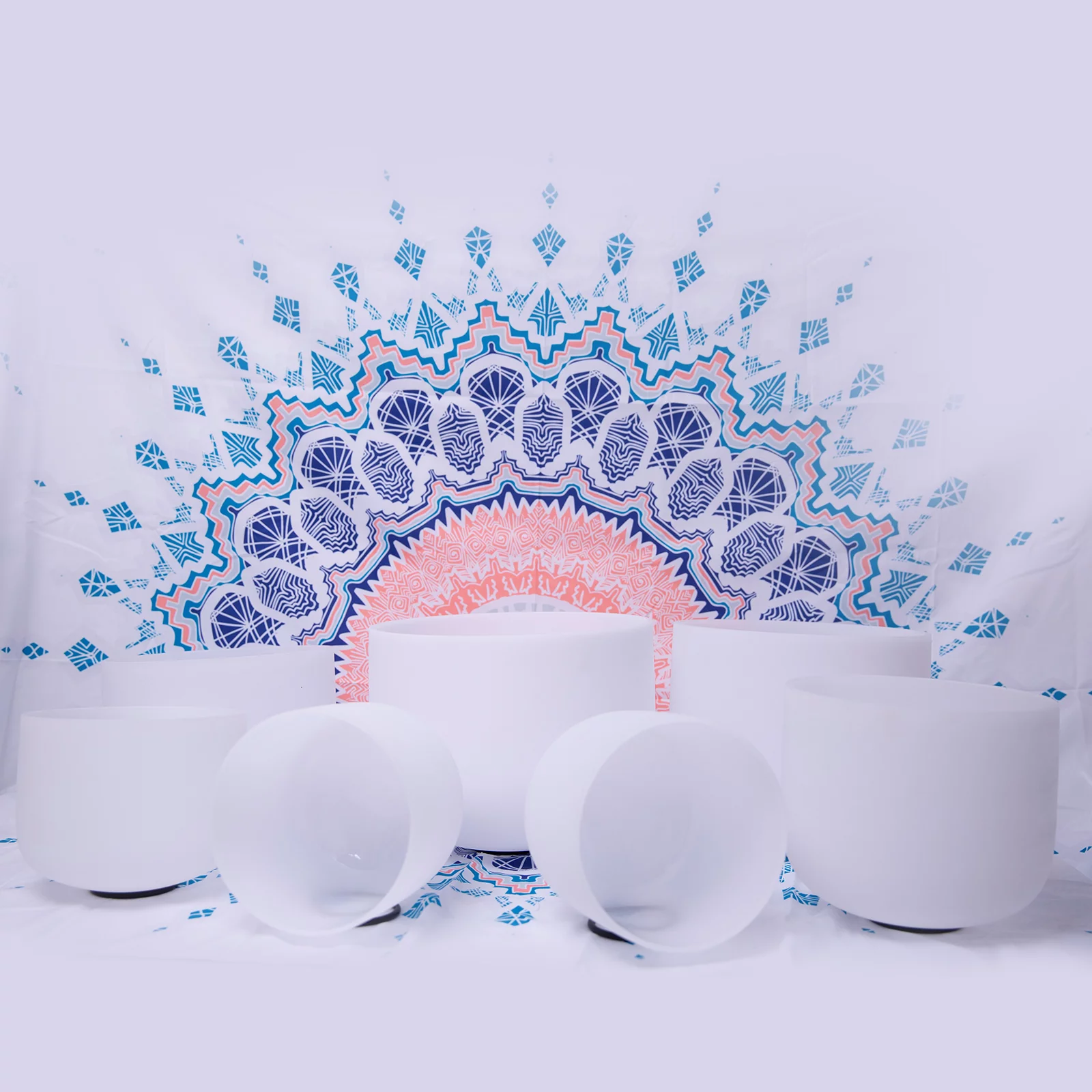 ENERGYSOUND 432Hz Chakra Tuned Set of 7  Frosted Quartz Crystal Singing Bowl 8-10 inch