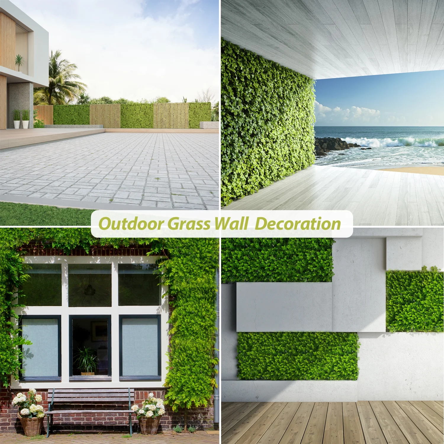 Artificial Boxwood Grass Wall 12 PCS 20”X20”Privacy Fence Panels Greenery Backdrop Wall