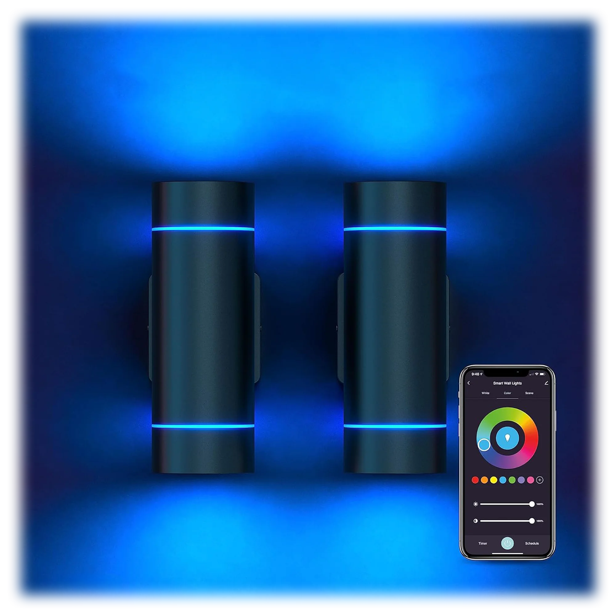 2-Pack: Atomi Smart Wifi Outdoor Wall Sconces