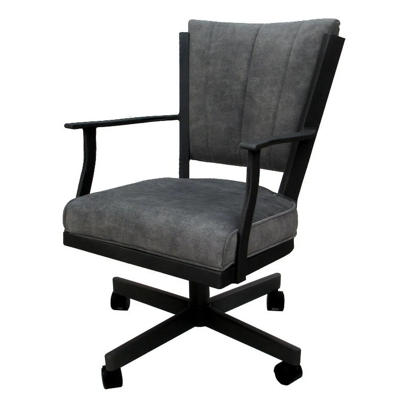 Pemberly Row Swivel Dining CasterChair-Outlier Charcoal Gray Fabric-Black Frame