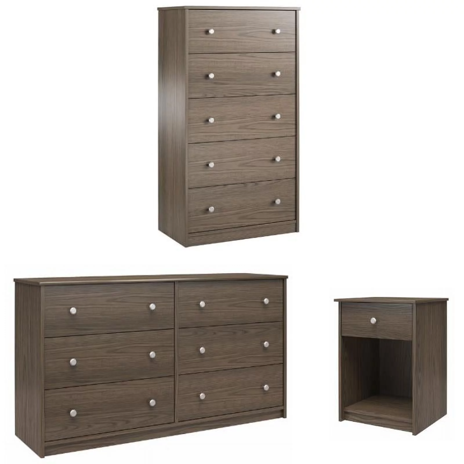 Home Square 3-Piece Set with Dresser and Nightstand and 5 Drawer Dresser