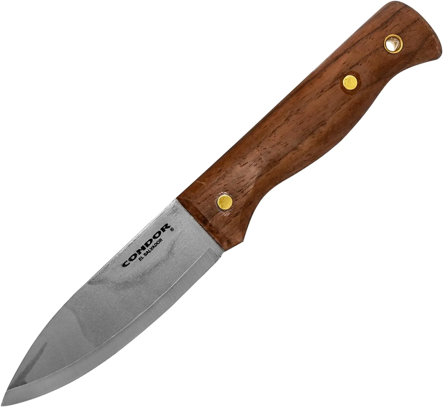 Bushlore Knife | Bushcraft Knife | High Carbon Steel | Walnut Handle | Scandi Grind | Small Fixed Blade Knives | Hand Crafted Leather Sheath | Camp Knife | 3mm Thick | 4.3in Blade | 6.1oz