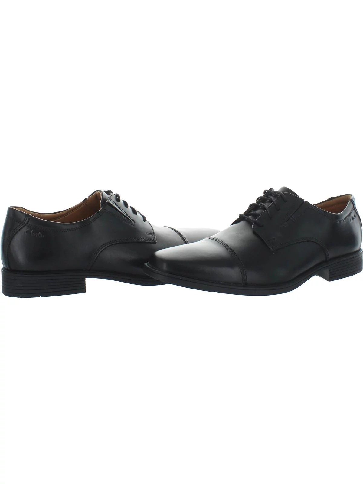 CLARKS COLLECTION Mens Black Padded Tilden Cap Toe Block Heel Lace-Up Leather Dress Oxford Shoes 10 W