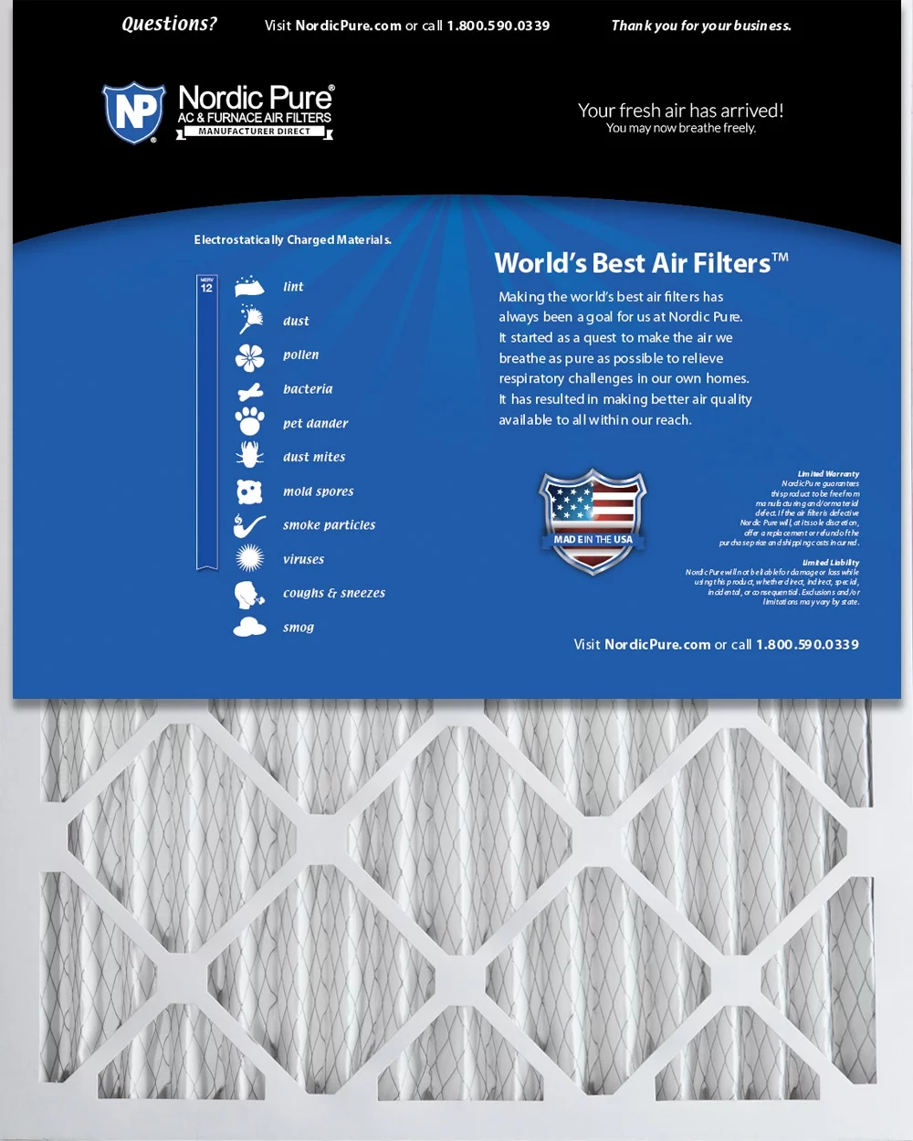 Nordic Pure 10x20x2 Pleated MERV 12 Air Filters 12 Pack