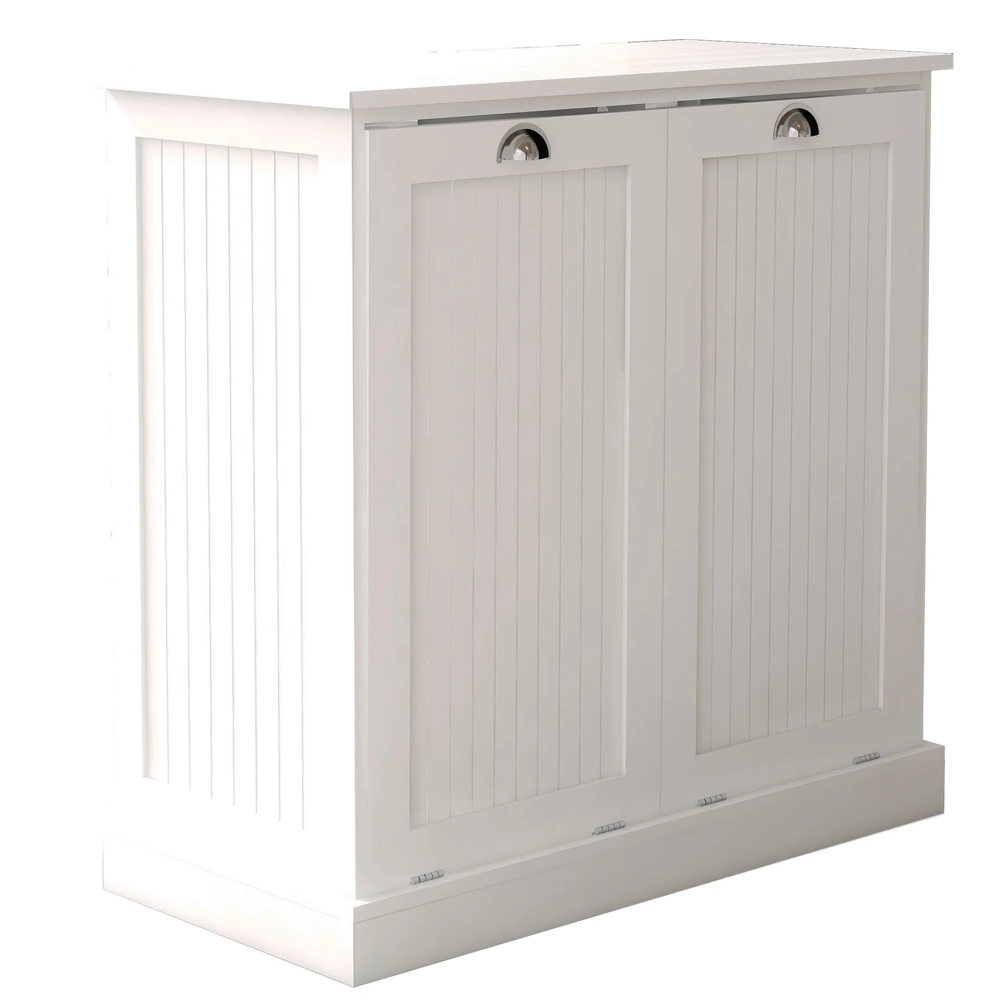 Modern and Exquisite Laundry Sorter Cabinet with Two Tilt-Out Compartment for Bathroom, White