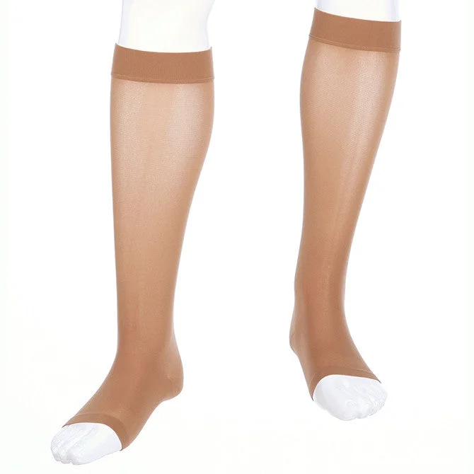 medi assure for Men & Women, 15-20 mmHg Calf High Open Toe Compression Stockings, Beige, X-Large-Petite