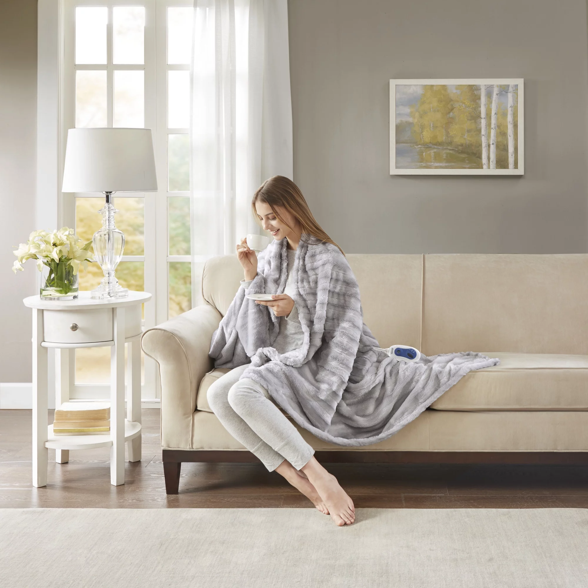 Beautyrest Oversized Faux Fur Electric Heated Throw, 50x70