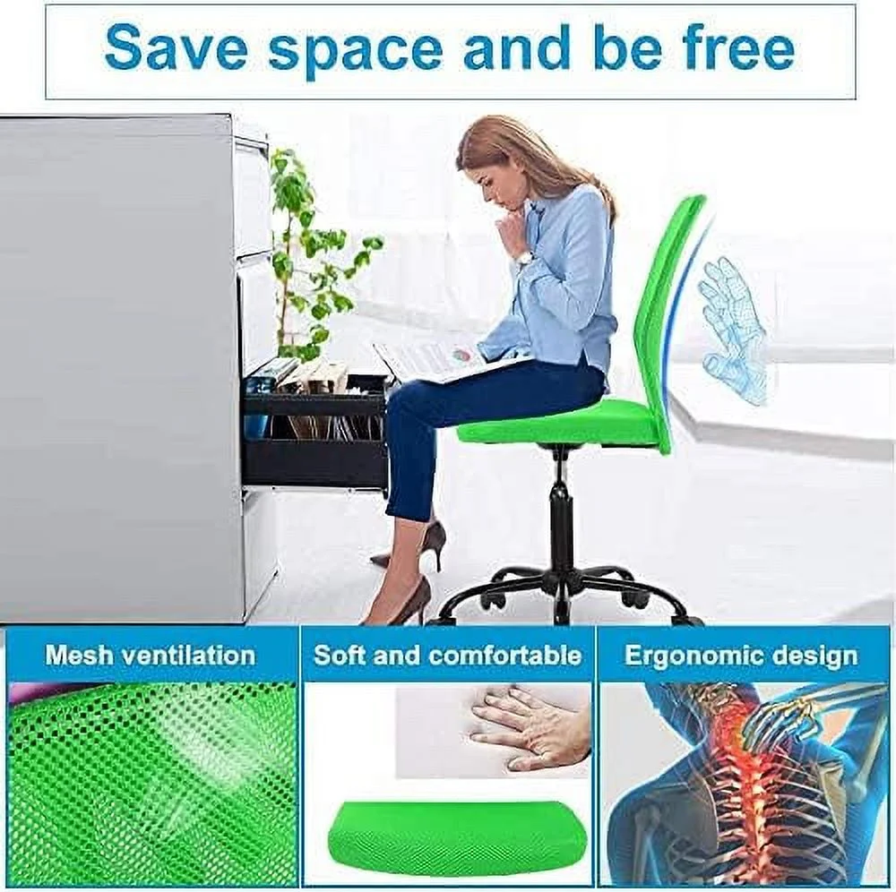 CHGBMN Ergonomic Office Chair Cheap Desk Chairwith Wheels Armless Lumbar Support Small Modern Adjustable Mid Back for Home Women or Men