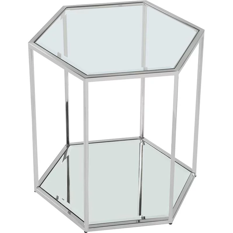 Meridian Furniture Sei Modular Stainless Steel and Glass End Table