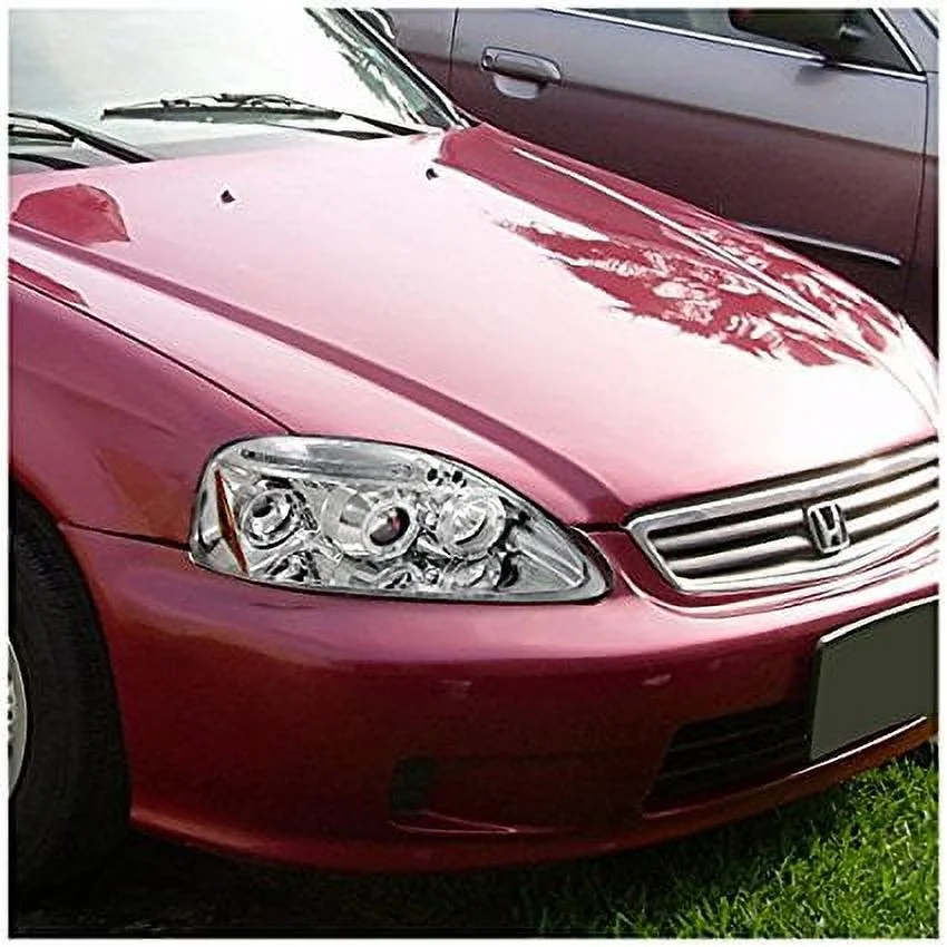 Spec-D Tuning 2LHP-CV99-TM Honda Civic Chrome Clear Dual Halo Led Projector Headlights