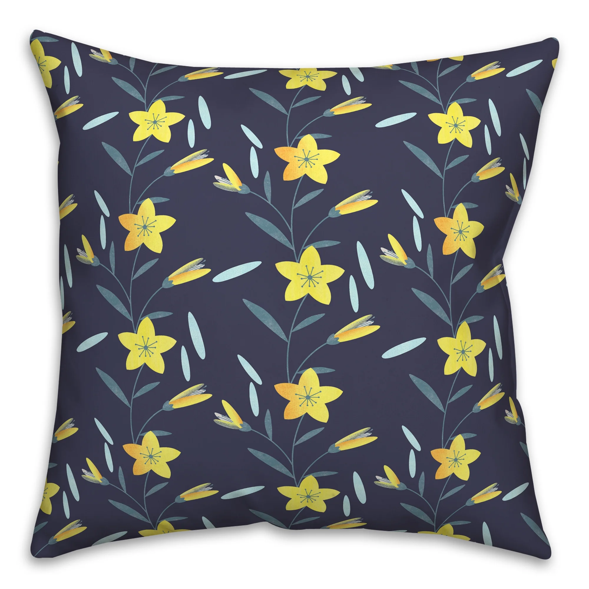 Creative Products Navy Floral Lines 18 x 18 Indoor / Outdoor Pillow