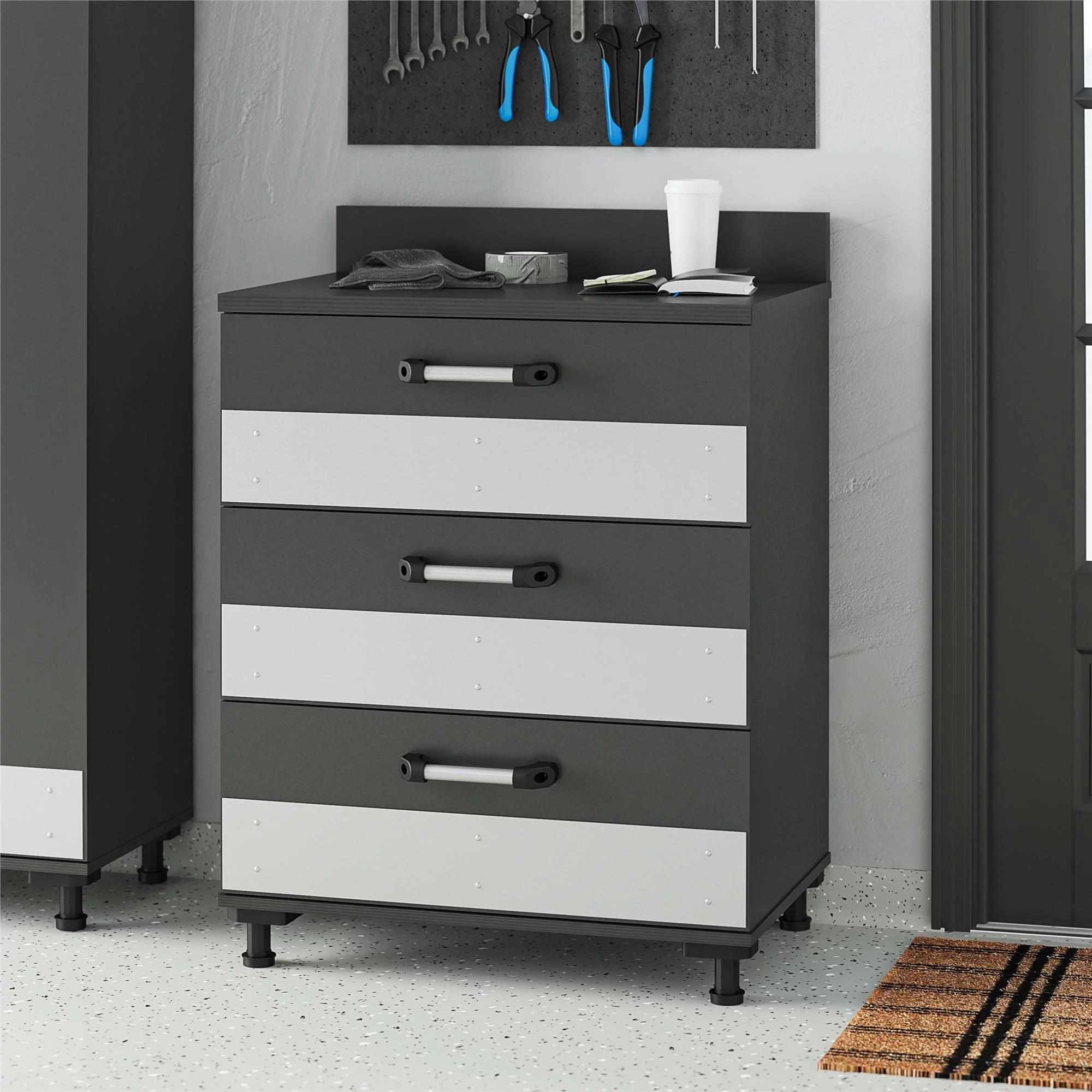 Systembuild Evolution Boss 3 Drawer Storage Cabinet, Gray