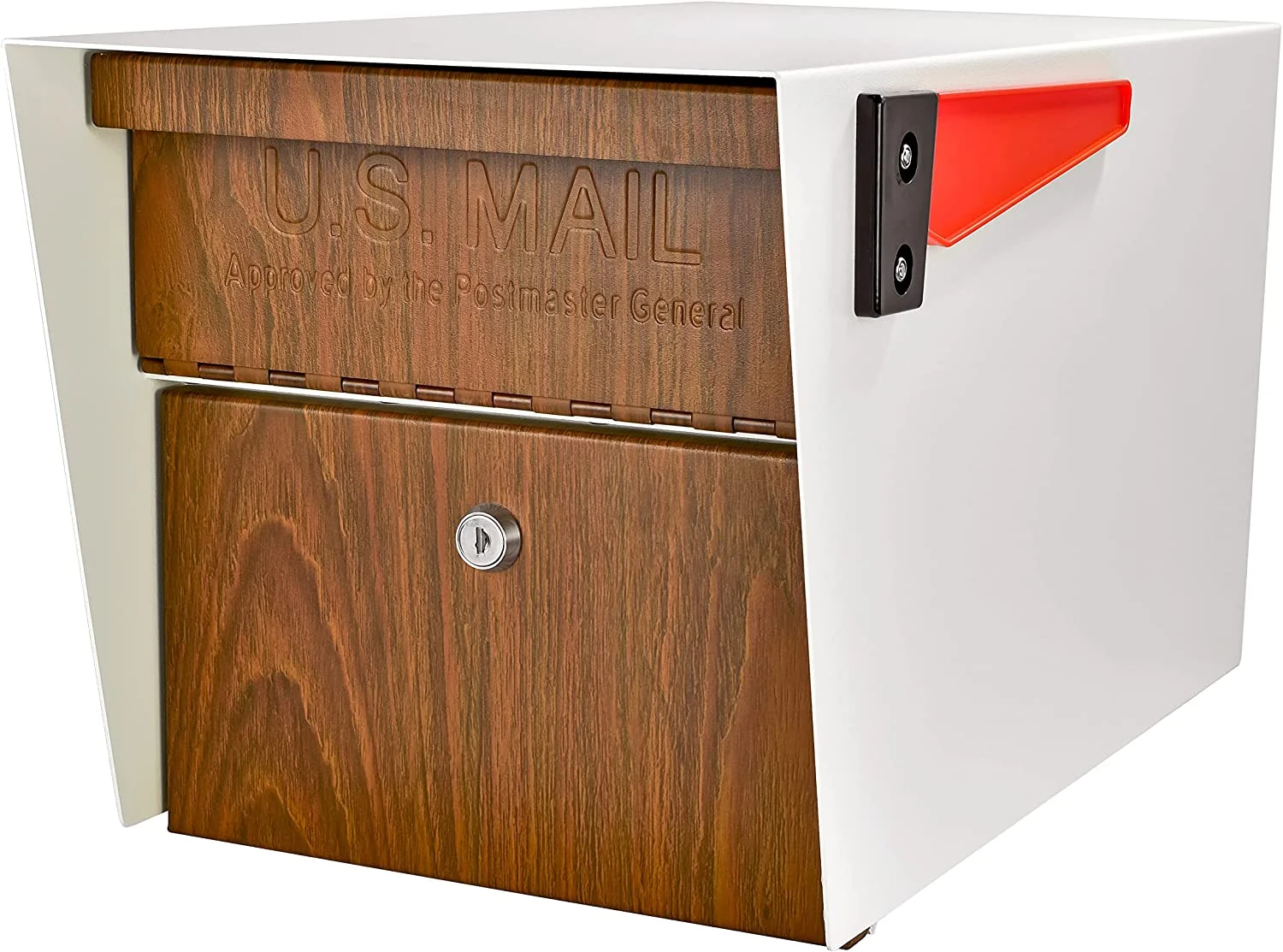 Mail Boss Mail Manager Locking Security Mailbox, Cream White / Wood Grain